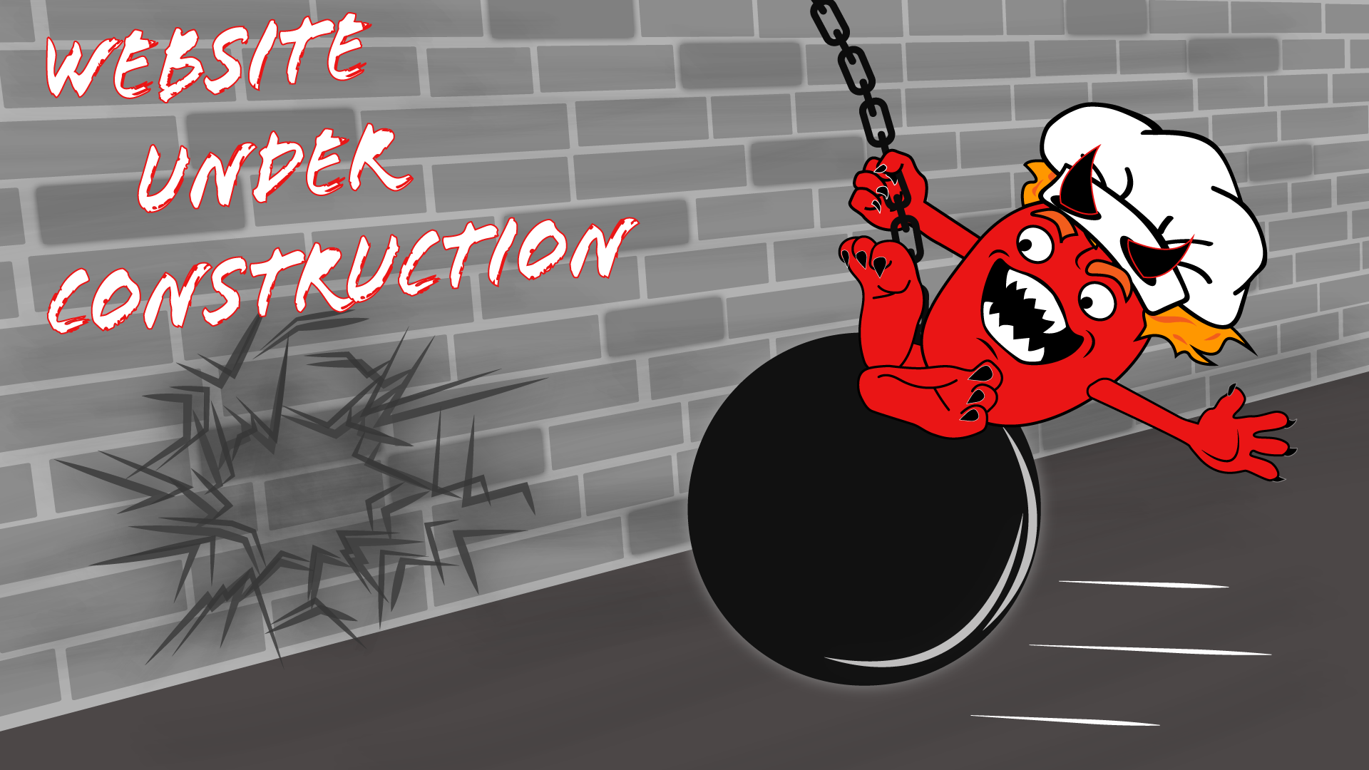 Twitchy's Kitchen mascot on a wrecking ball